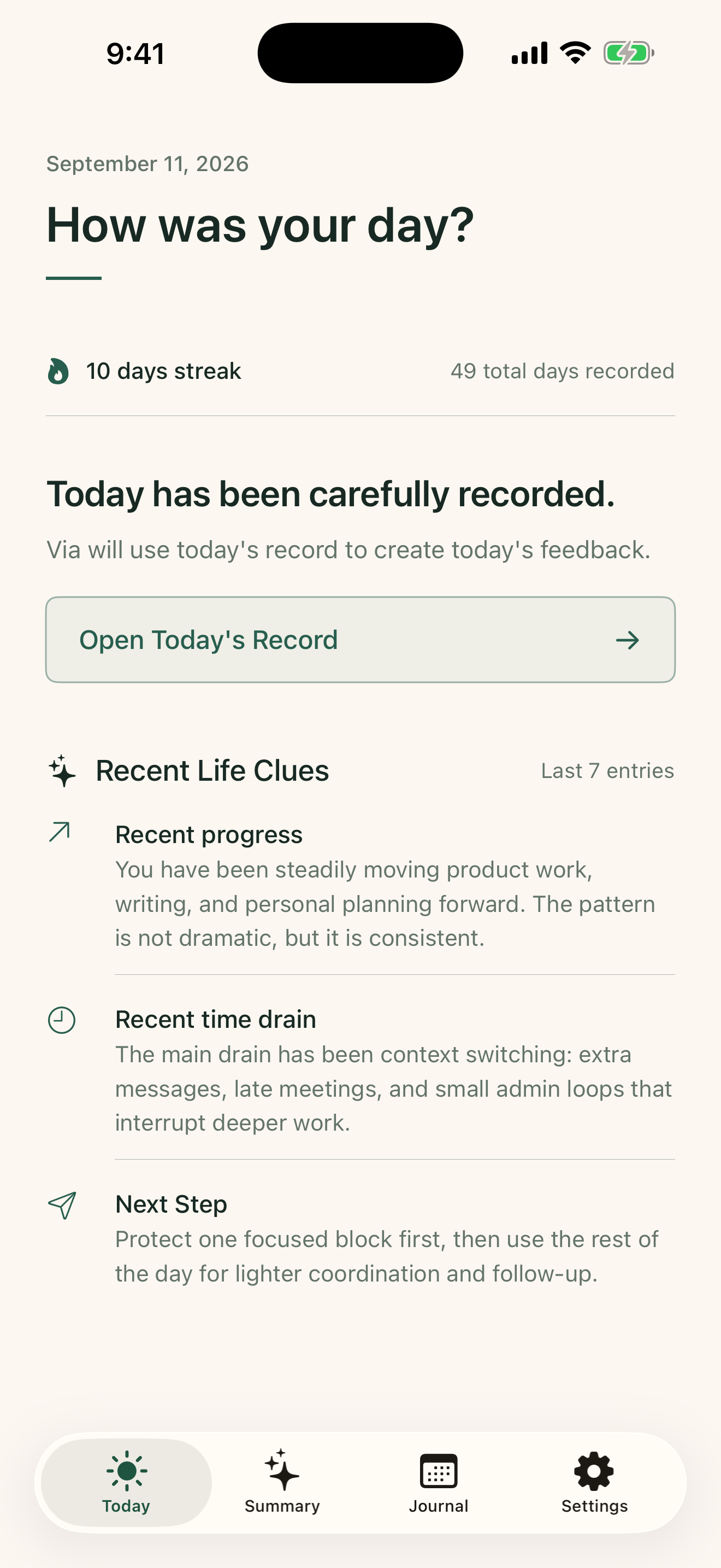 Streak and recent life clues