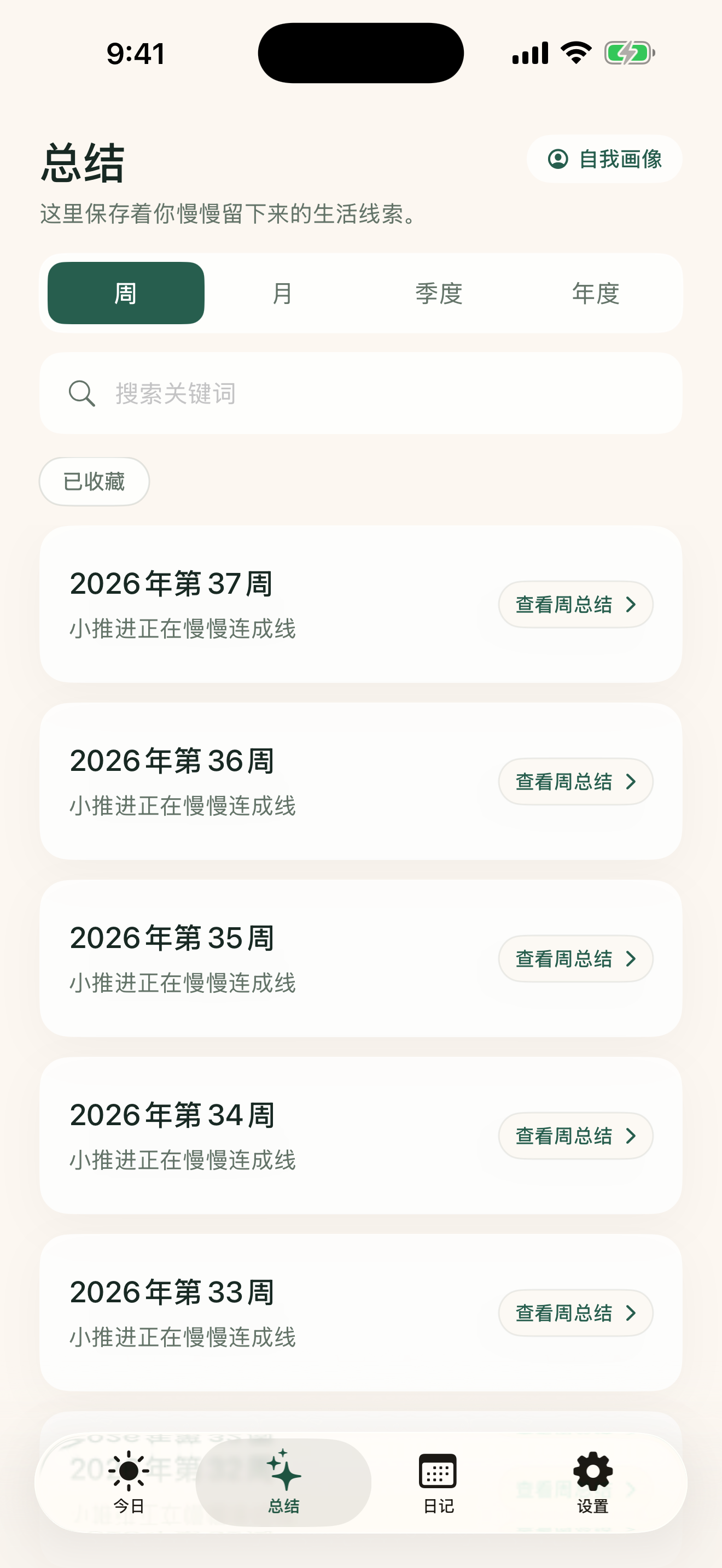 每周总结列表